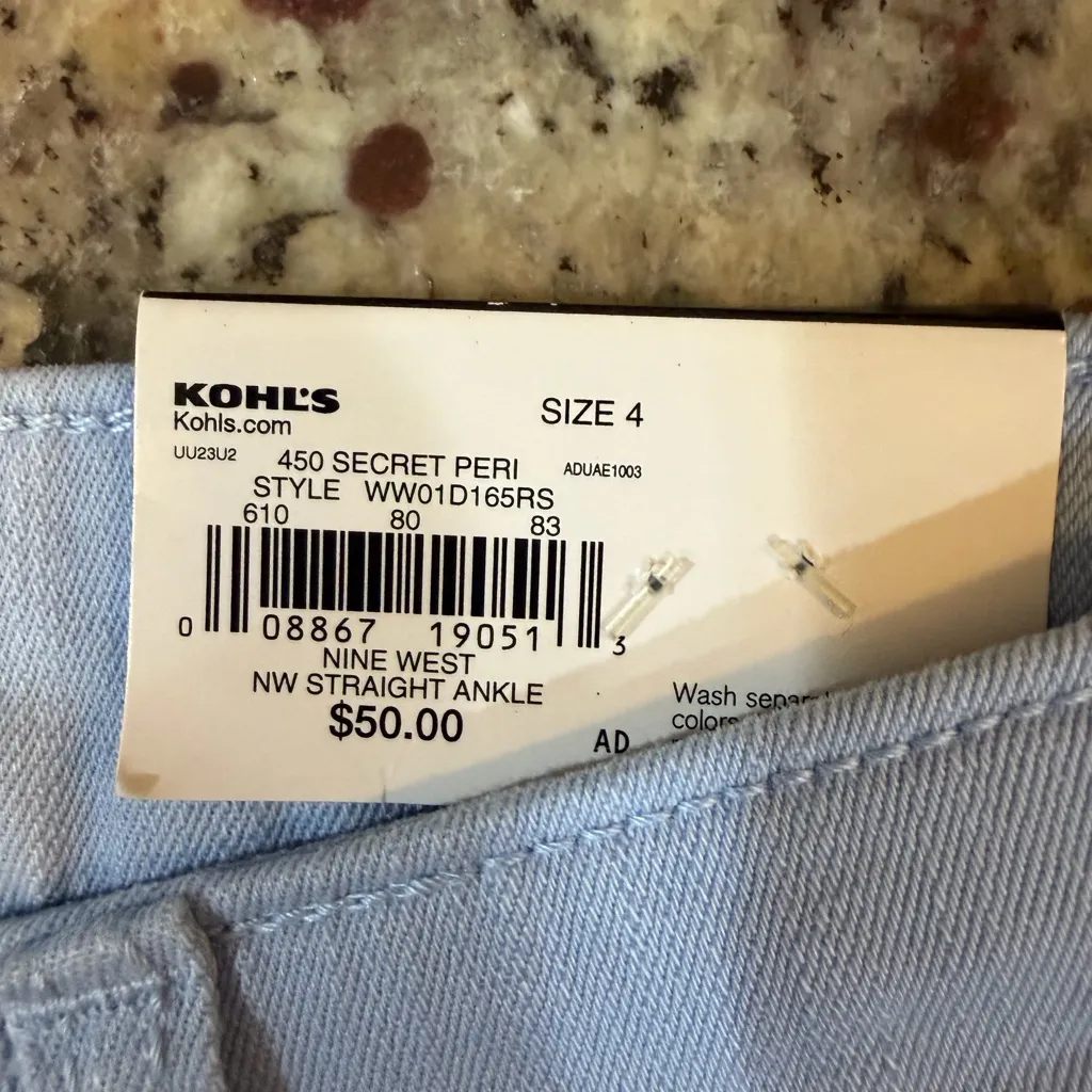 Nine West Sky Blue Straight-Leg Button Fly Pants - Image 4