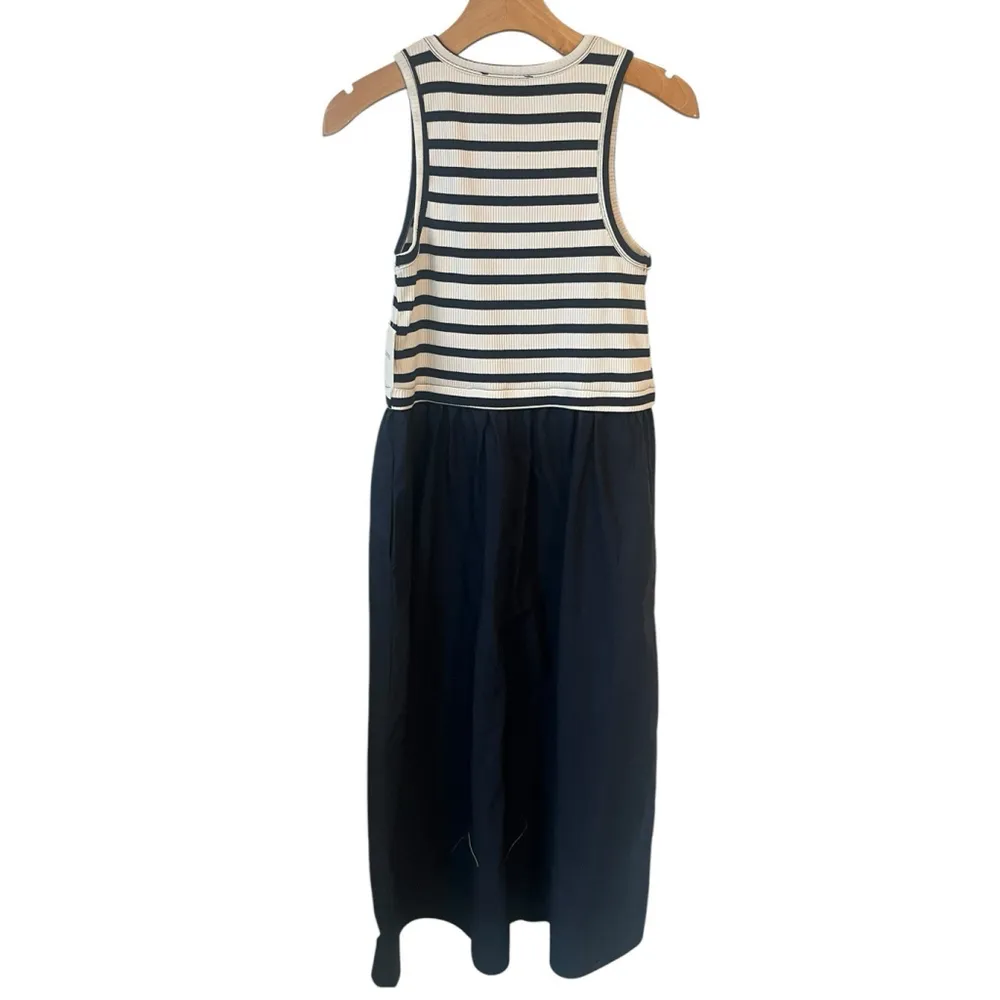 Ellen Tracy Tank Dress Womens Size M Blue White Striped Maxi Tiered Round Neck - Image 8