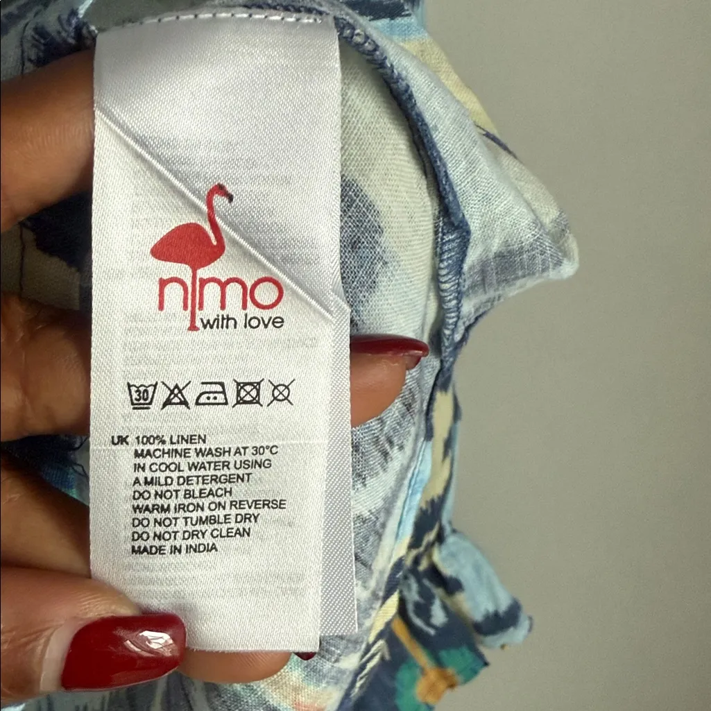 NIMO WITH LOVE Broom Linen Blouse iKat yellow XXS Blue - Image 8