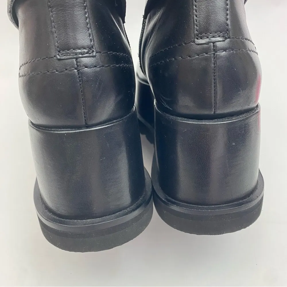 Free People Collection Not For Riding Platform Boots Tall Leather Buckle Black - Image 10