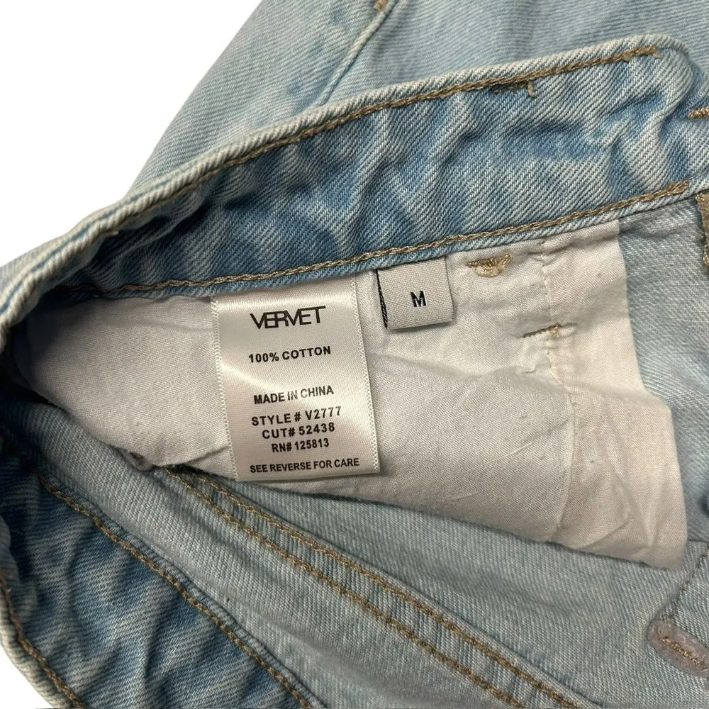 Vervet Womens M High Rise Two Tone Distressed Jeans Shorts Frayed Denim Festival Blue Size M - Image 5