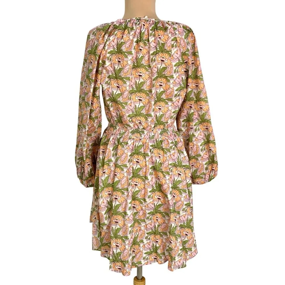 J. Crew Floral 3/4 Sleeve Mini Dress Smocked-waist Liberty® Butterfield Poppy - Image 6