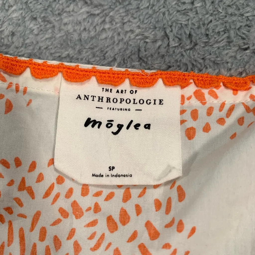 The art of Anthropologie moglea White and Orange Blouse SP - Image 5