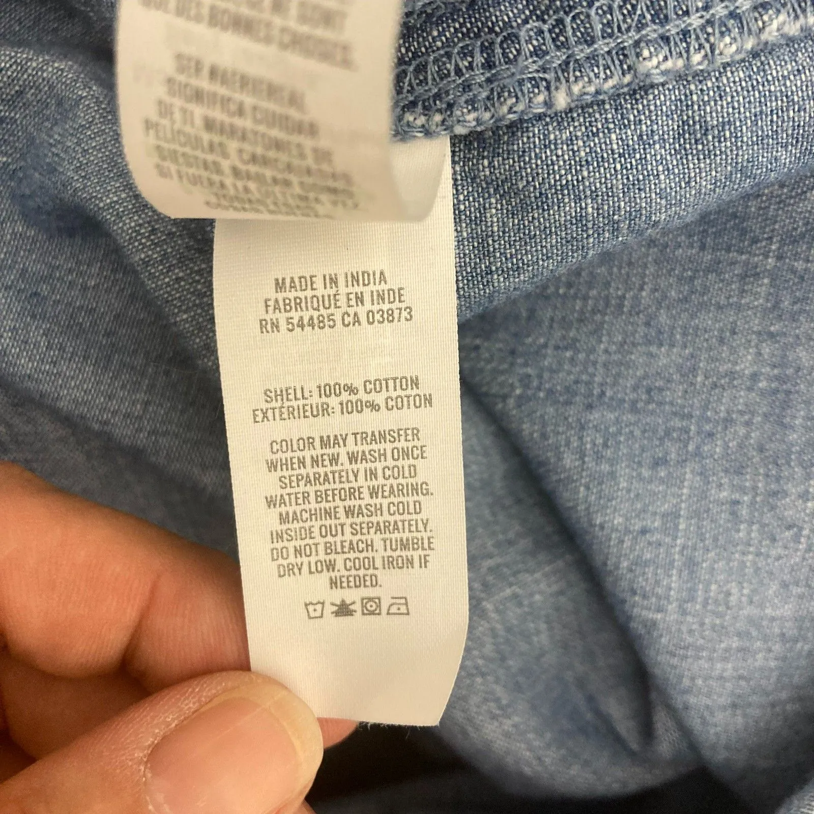 Aerie Anytime Fave Denim Shirt Women's L Oversized Long Sleeve Pockets Blue - Image 14