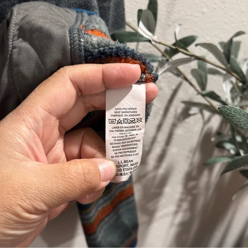 LL Bean Women's Small Striped Snap T Fleece Pullover Sweater Jacket Comfy Warm - Image 5