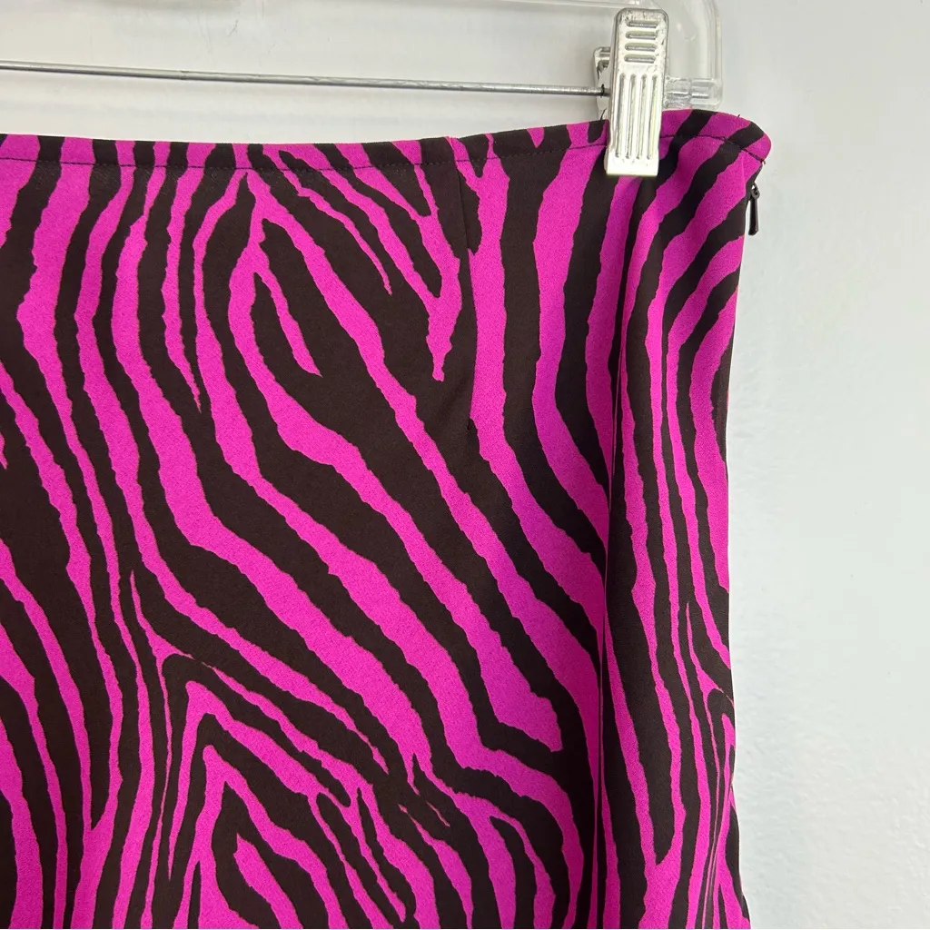 Vintage Express Pink Zebra Flowy Knee-Length Animal Print Skirt Size 9/10 MED - Image 5