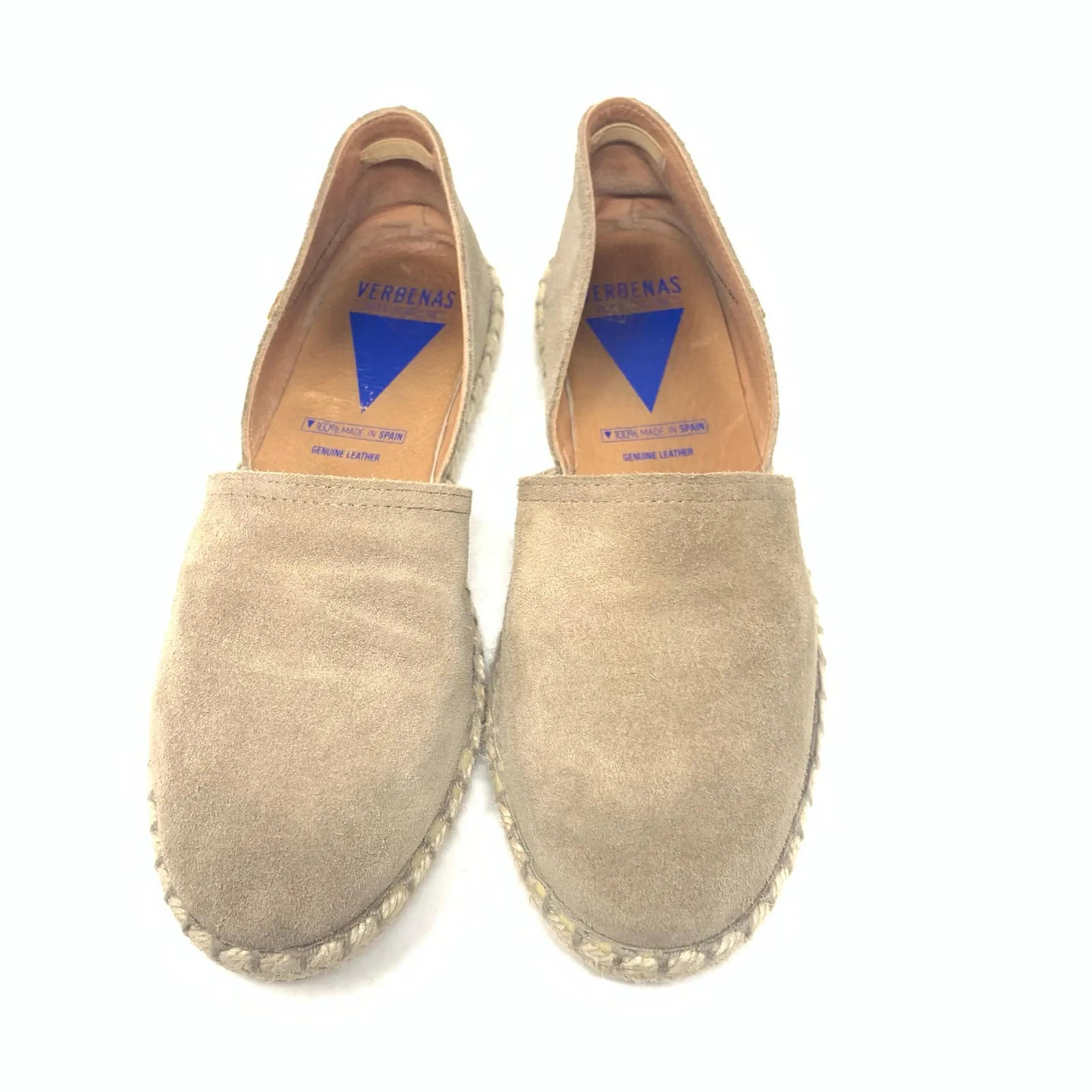 Verbenas Carmen Suede Espadrille D’Orsay Flat Taupe Tan Suede Leather Size 40 - Image 3