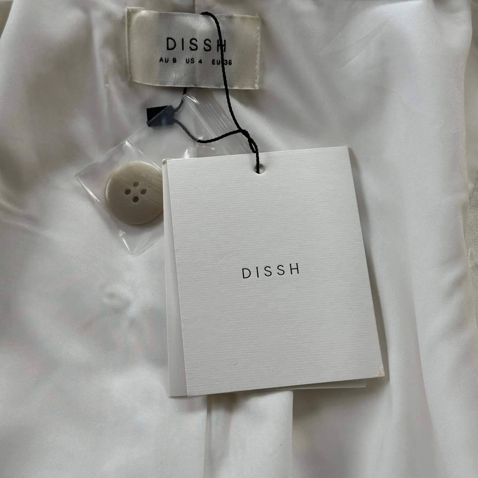 DISSH Sloan White Sleeveless Linen Blend Vest US 4 AU 8 NWT‎ - Image 9