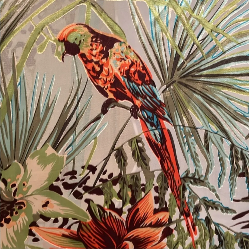 Chico's Paradise Escape Open Kimono 3/4 sleeve 15% silk tropical women S/M Teal - Image 6