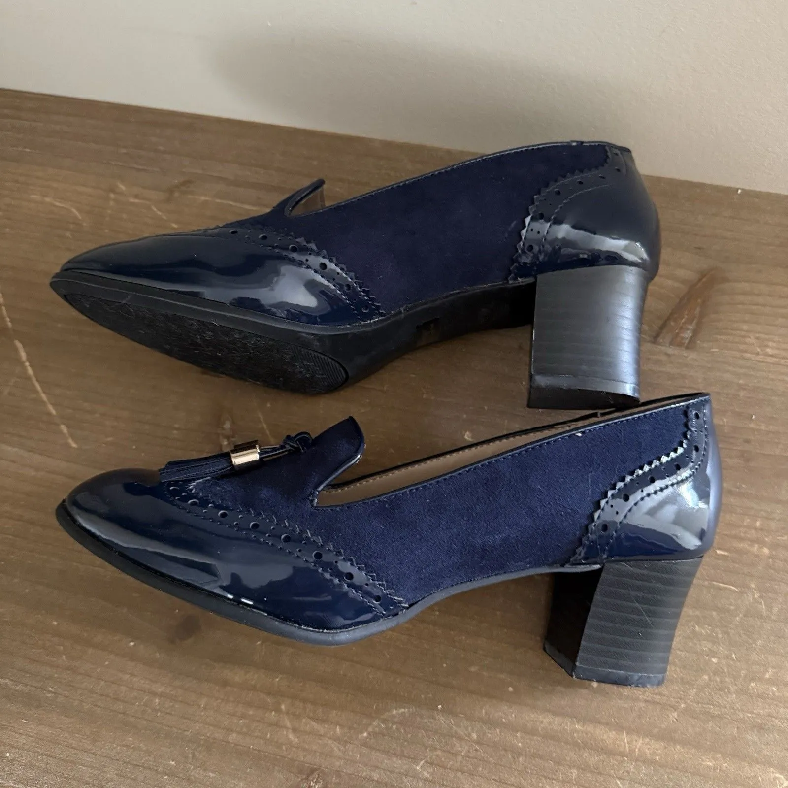 Karen Scott Terrie Blue Tassel Oxfords Block Heels Size 6.5 - Image 5