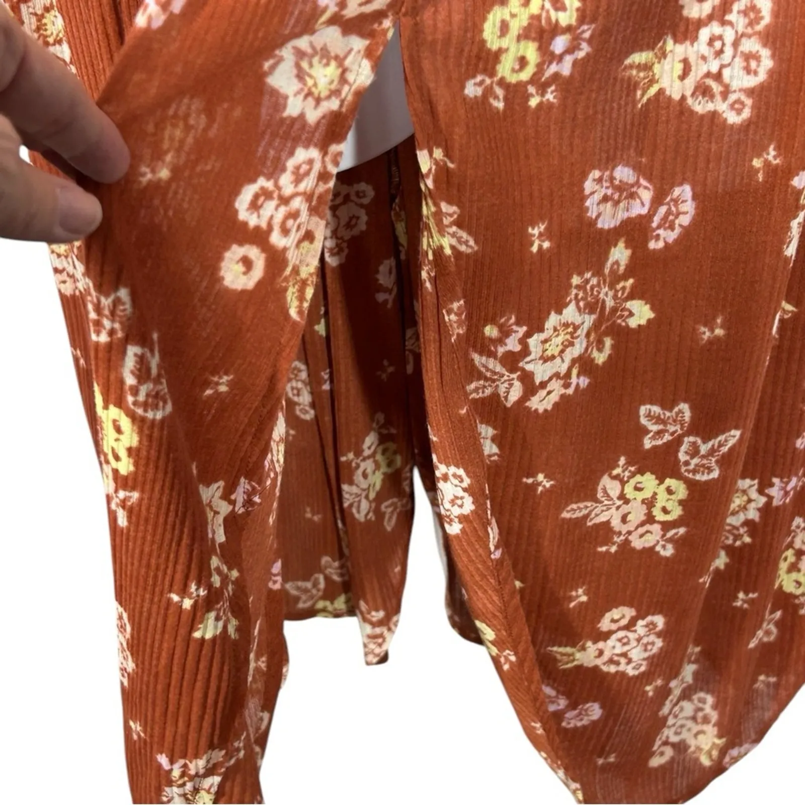 Free People Strapless Kitty Tube Tunic Dress Floral Split Hem Size L - Image 8