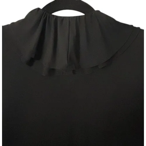 Banana Republic M Black Sleeveless Ruffle Blouse Sheer Whimsy Goth Witchy Allure - Image 6