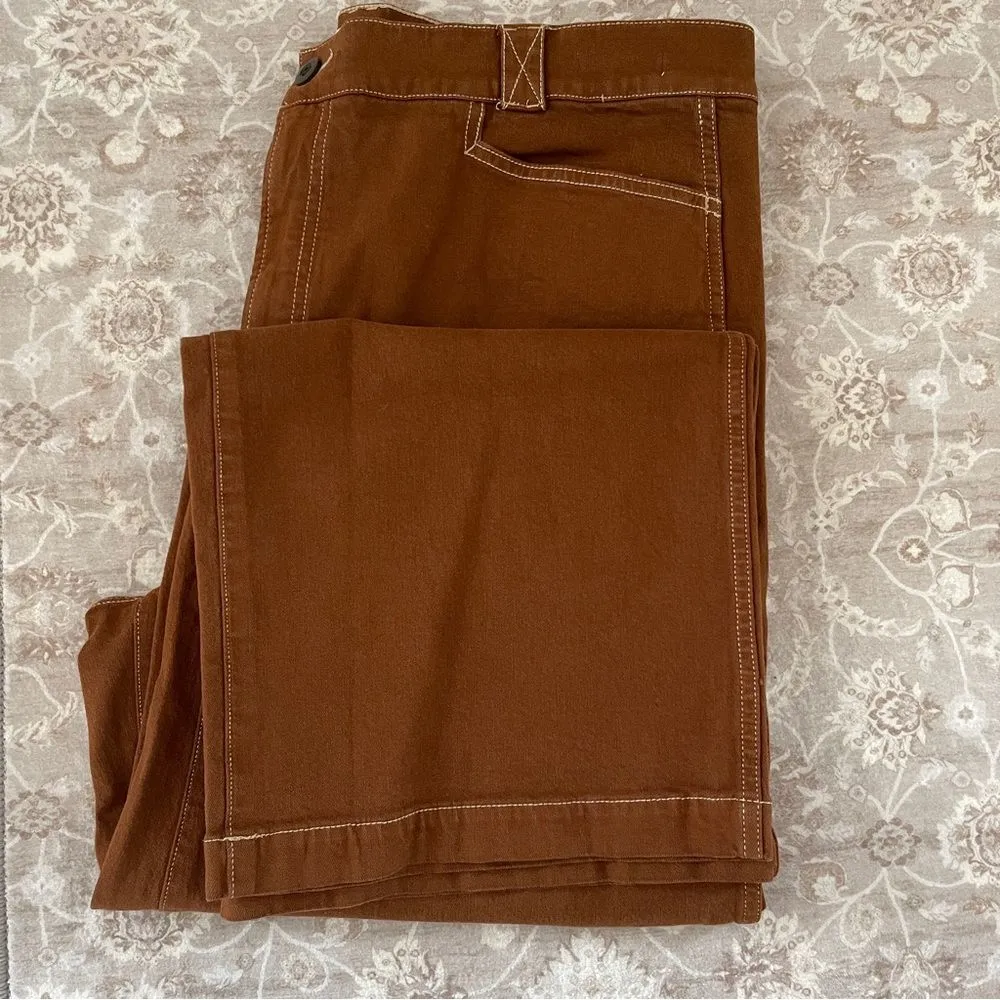Madewell The Emmett Wide-Leg Pant: Garment Dyed Edition Size 33P Brown PETITE - Image 2