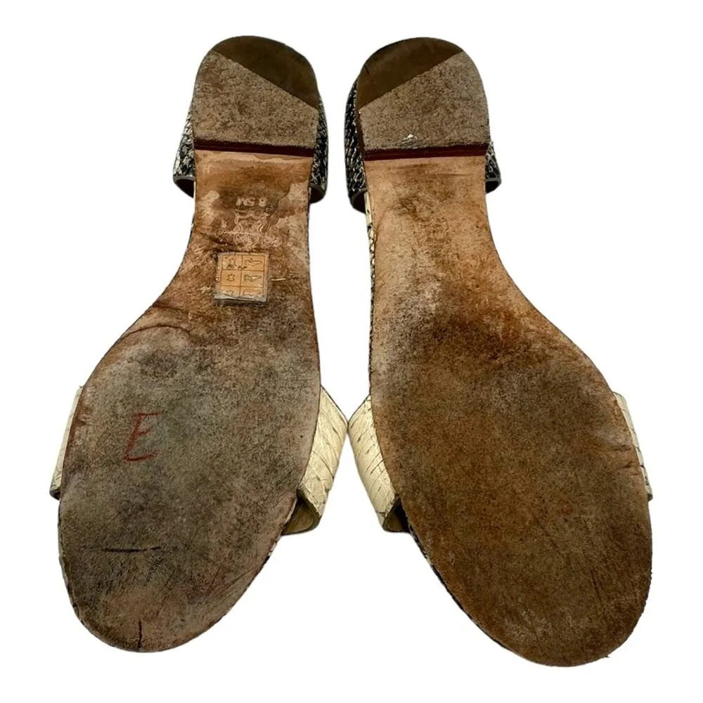 Tory Burch Savannah D'Orsay Snakeskin Print Flat Sandals Size 8.5 - Image 8