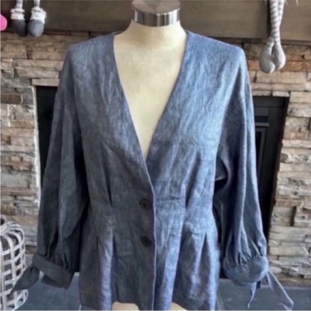 Nic+Zoe  Slate Blue Buttoned Blazer - Image 8