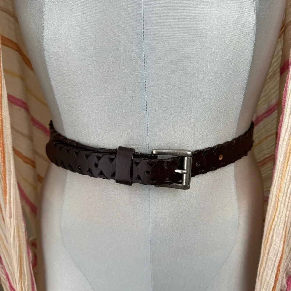 Capezio Brown Leather braided Belt Size M/L Medium Large - Image 4