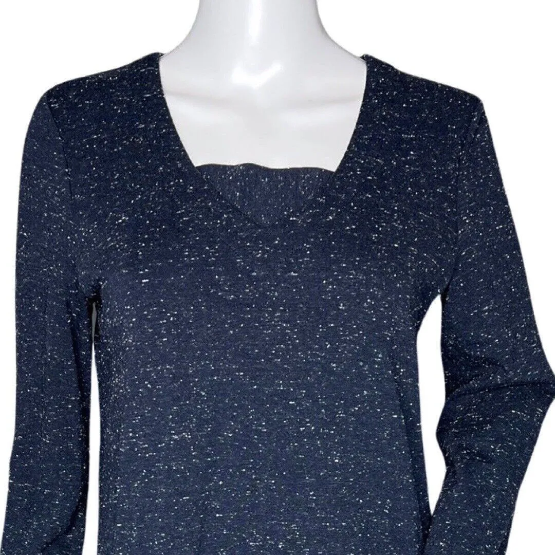 J. Jill Dress Womens Small Navy‎ Blue White Speckled Ponte Knit Basic Minimalist - Image 5