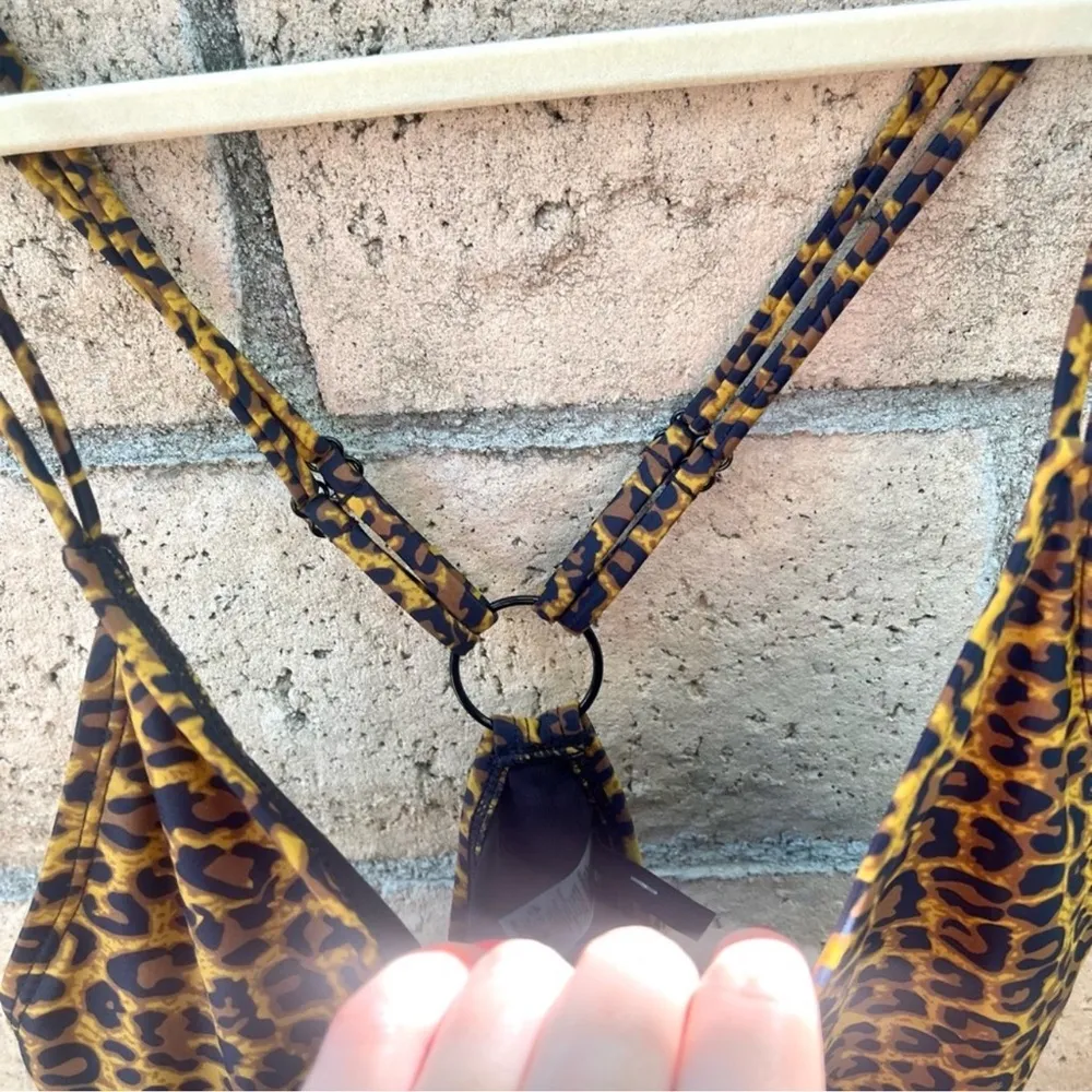 NEW Kendall + Kylie Brown Leopard Racerback One Piece Bathing Suit Swim XS - Image 7