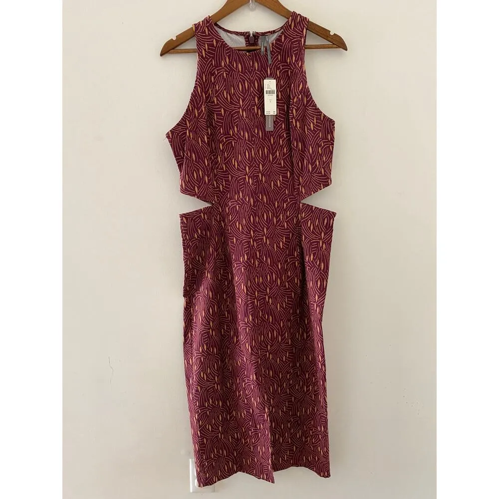 NWT By Anthropologie Sleeveless Cutout Slim Midi Dress L $170 Maroon Red Orange - Image 5