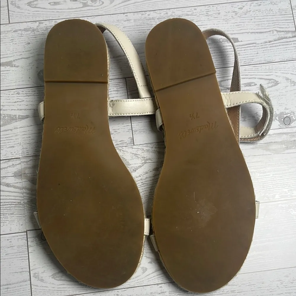 Madewell Hallie Espadrille Sandals in Leather Size 7.5 color Pale Oyster - Image 4