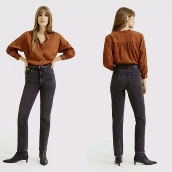 Everlane The High Rise Straight Jean in Washed Black Wash Size 27 - Image 2