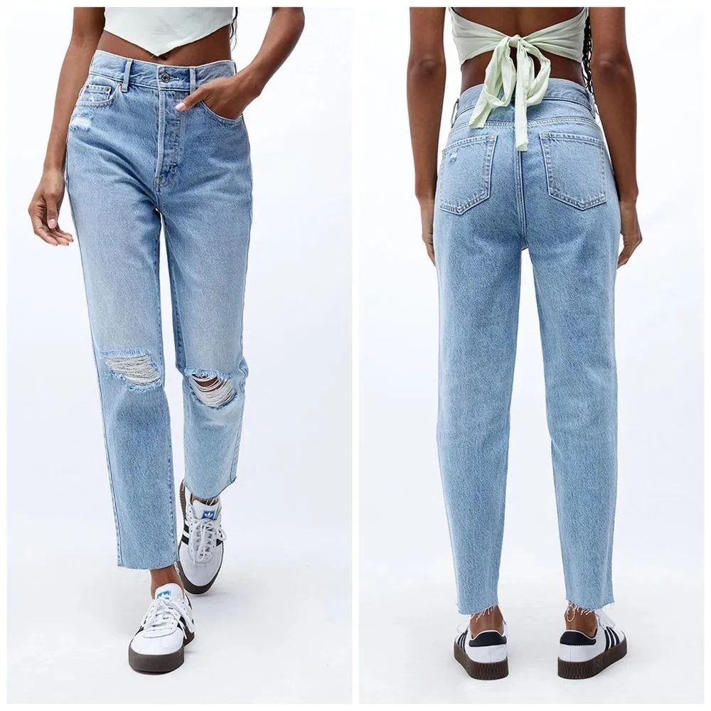 PacSun Light Blue Ultra High Waisted Slim Fit Mom Jeans Size 26 - Image 2