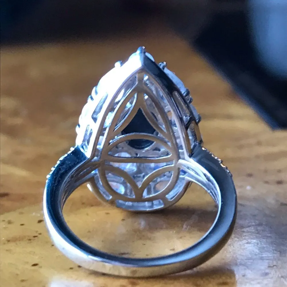 Natural Star Sapphire Rainbow Moonstone Sterling Silver Ring Size 7 Blue - Image 7