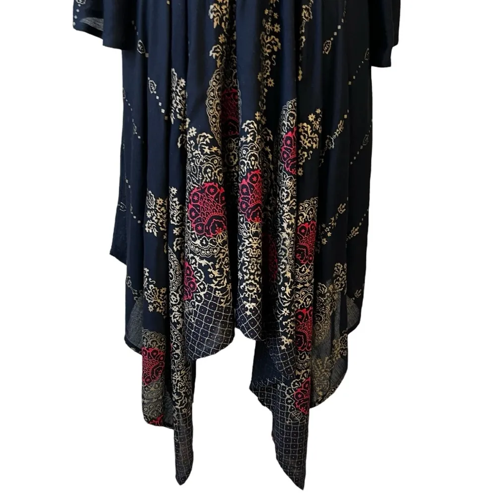 Lapogee Boho Asymmetrical Shark Tooth Hemline Maxi Dress Black Size L - Image 3