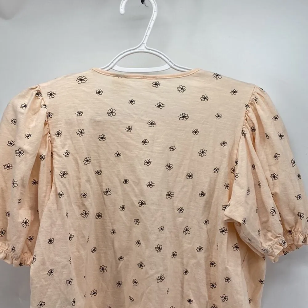 Levi’s feminine peach floral cropped puff sleeve top sz M ditzy dainty girly - Image 6