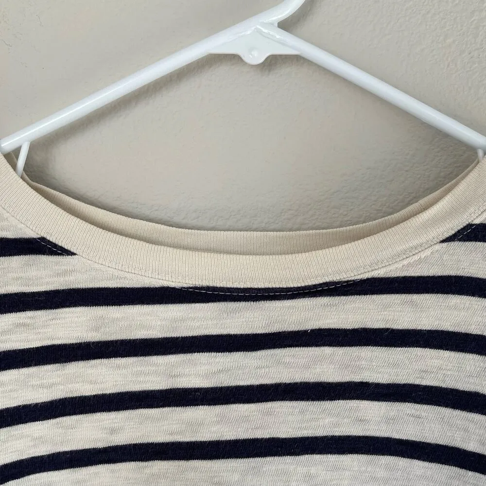 Wild Fable White Navy Striped Long Sleeve Cotton Shirt (S) - Image 2