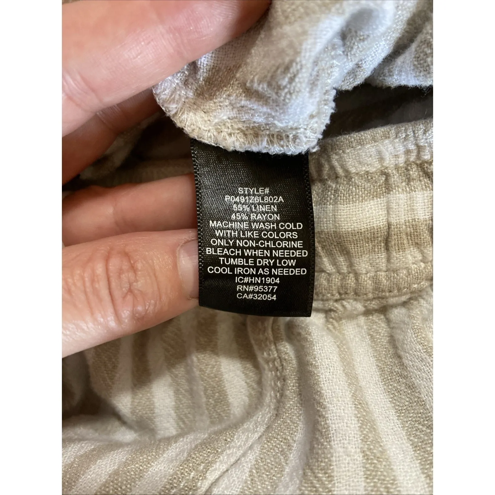 Sanctuary x Anthropologie‎ Linen Rayon Striped Cropped Cargo Pants Womens Small Tan - Image 14