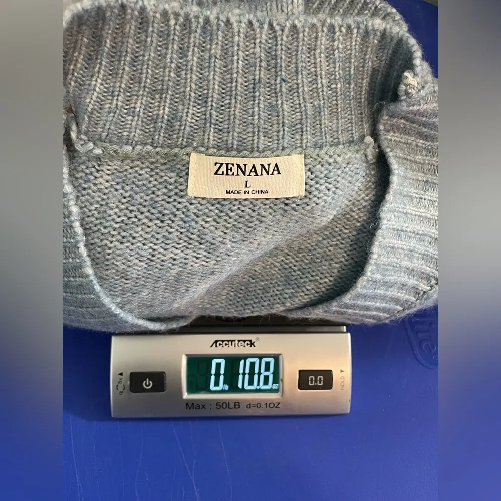 Zenana Melange Button Sweater Cardigan | Blue Grey Size‎ Large - Image 6