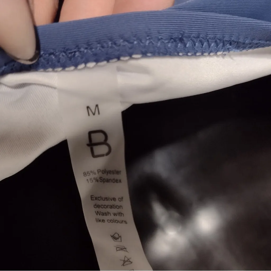 New! Blue High Waisted Bikini Bottom with Ruched Sides and Side Drawstrings Size M - Image 4