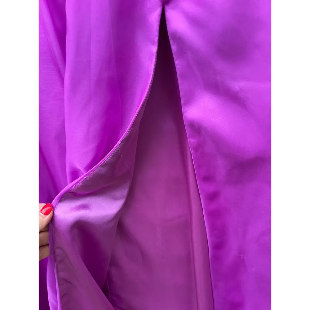 FLIRT MAGGIE SOTERRO Hot Violet Sweetheart Neckline Bling Slit Leg Chiffon P5830 Purple Size 10 - Image 6