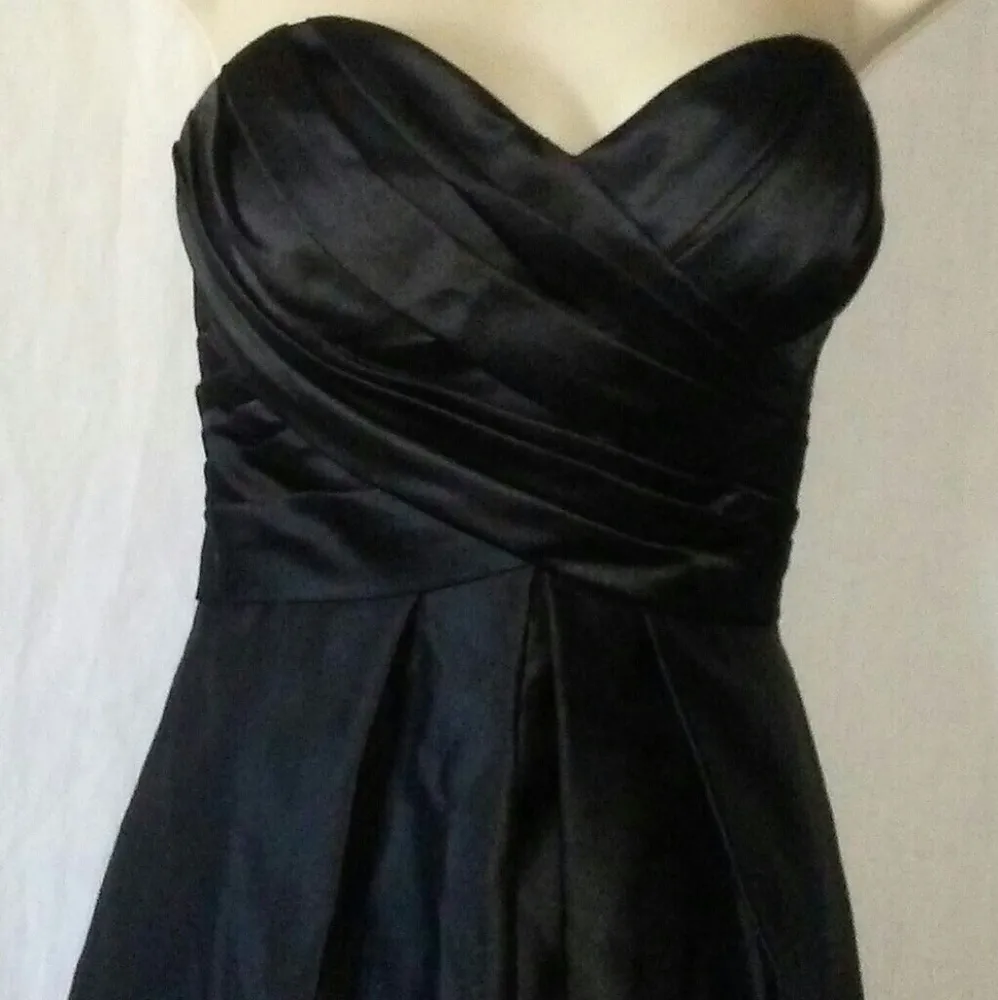 formal satin strapless black dress with pockets women Size 10 - Image 4