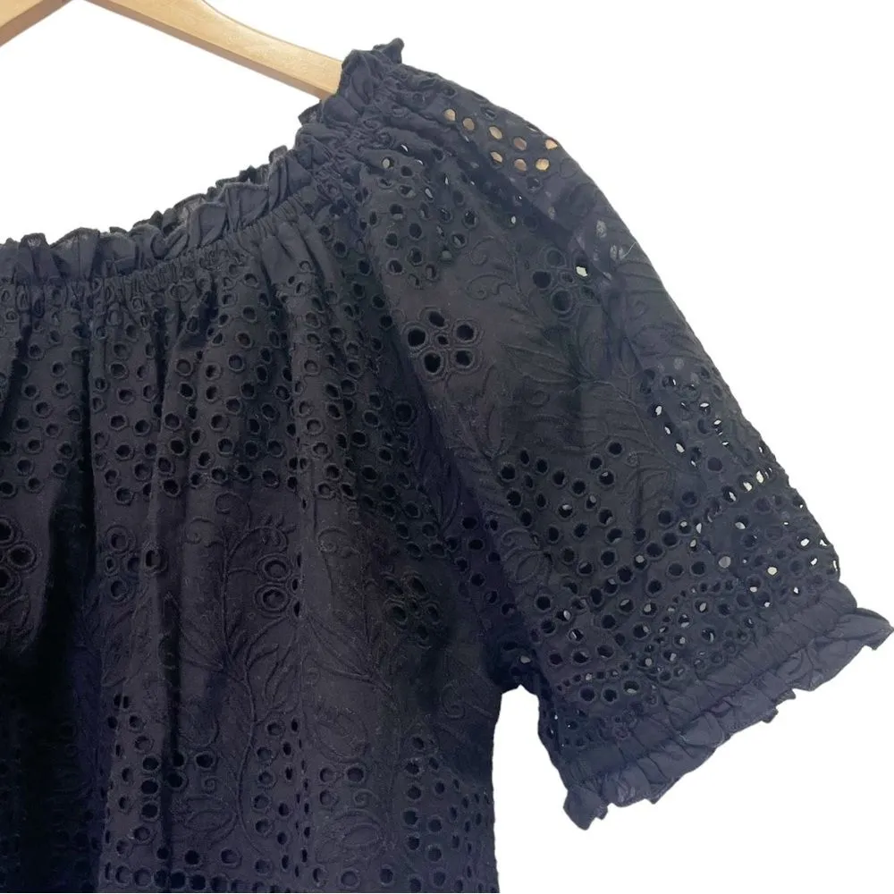 NWT Melissa Odabash Francesca Eyelet Off The Shoulder Top Black Size Large NEW - Image 6