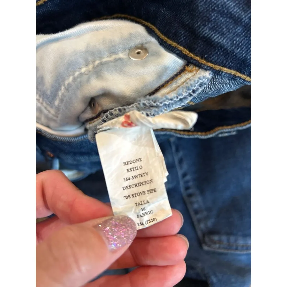 Re/Done Originals 70s Stove Pipe Dark Rinse Womens Size 26 - Image 9