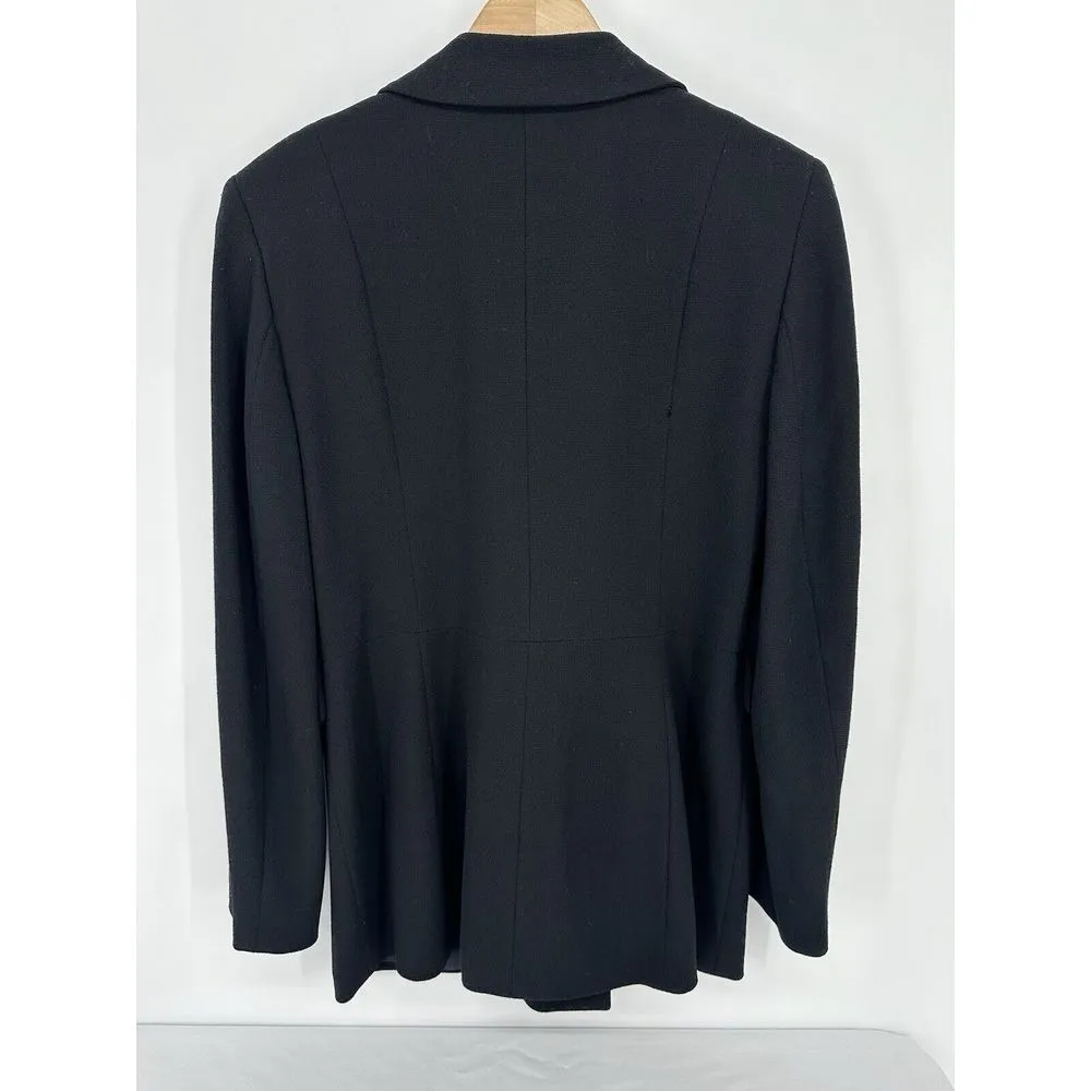 Vtg Ann Taylor LOFT 100% Wool Double Breasted Blazer Jacket Sz 10 Black Academia - Image 3