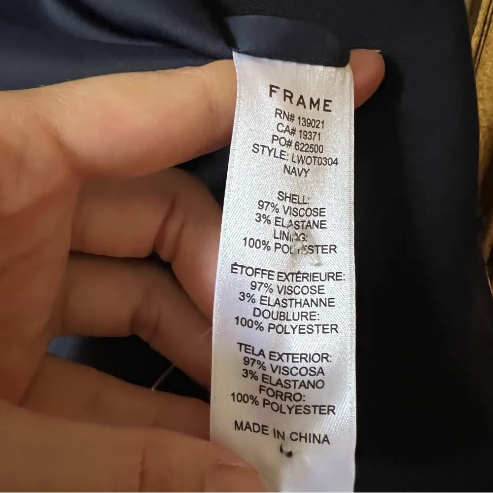 frame denim FRAME double breasted piped jacket navy blue size 2 J1 - Image 5