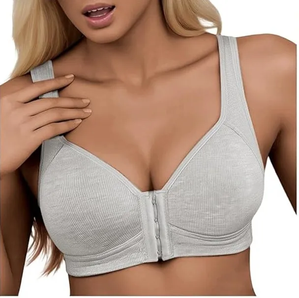 NWT ~ Set/ 4 Front Closure Wireless Seamless Ribbed Full Coverage Bras ~ LARGE - Image 1
