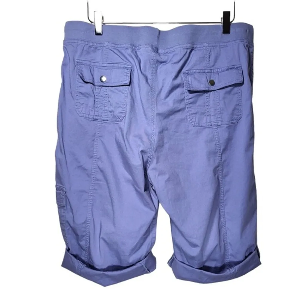 Fresh Drawstring Cargo Roll Tab Shorts Elastic Drawstring in Periwinkle Size 16 - Image 7