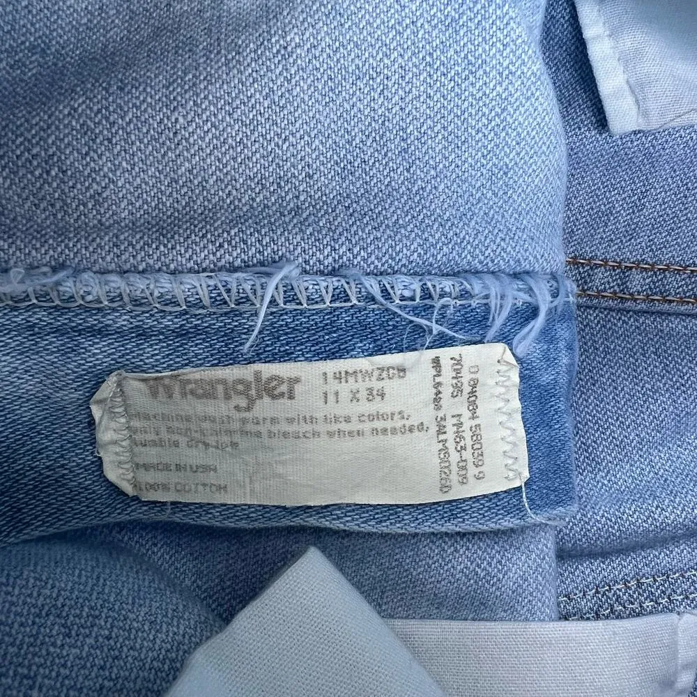 Vintage 90s Wrangler 14 MWZCB light wash high-rise wedgy fit cowgirl jeans 11x34 - Image 5