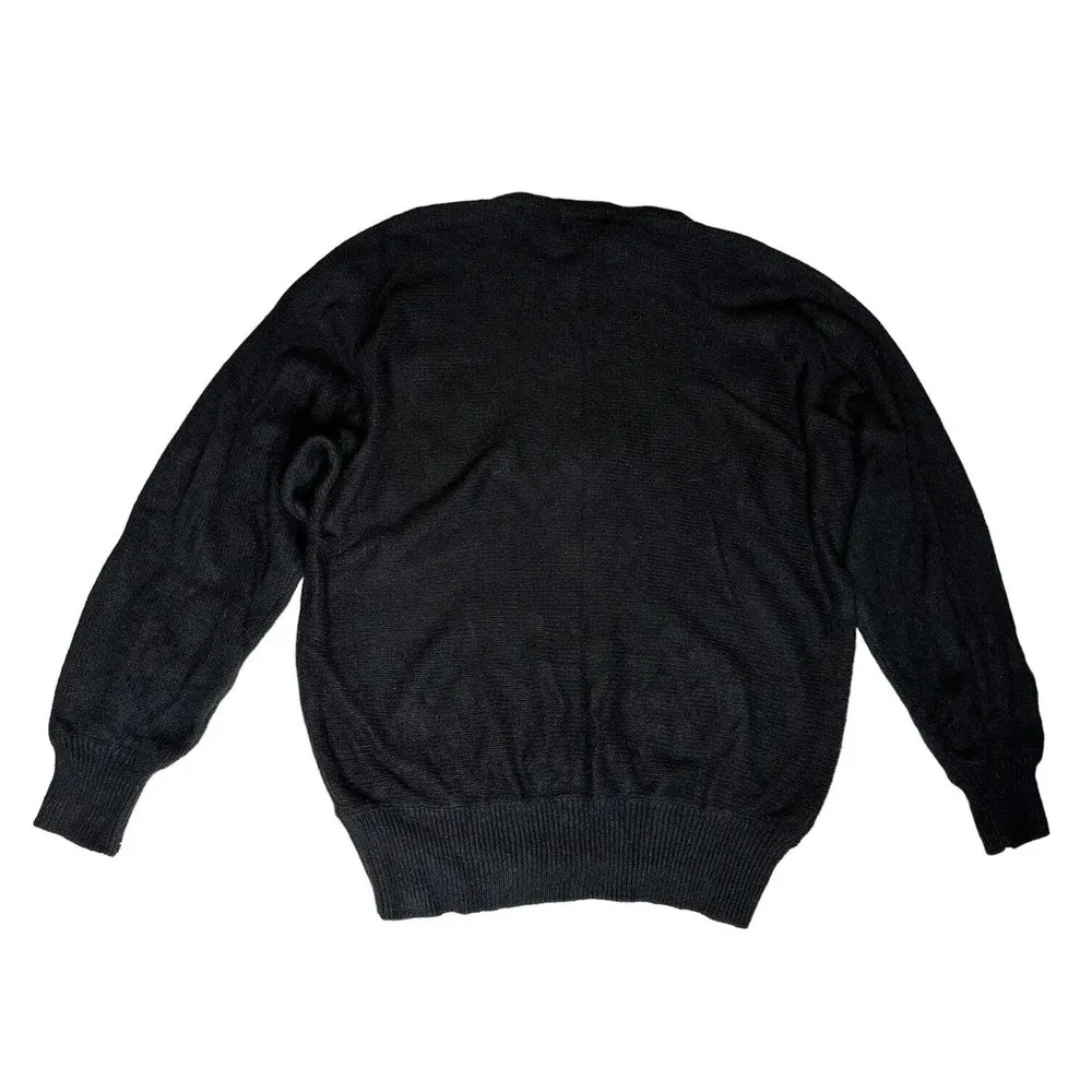 NEW Vtg Womens Crystal Kobe Black Red Roses Silk Angora Batwing Sweater 80s 90s Size L - Image 9