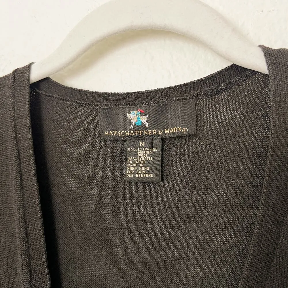[Vintage] Hart Schaffner & Marx Brown Merino Wool Short Sleeve Cardigan Medium M - Image 11