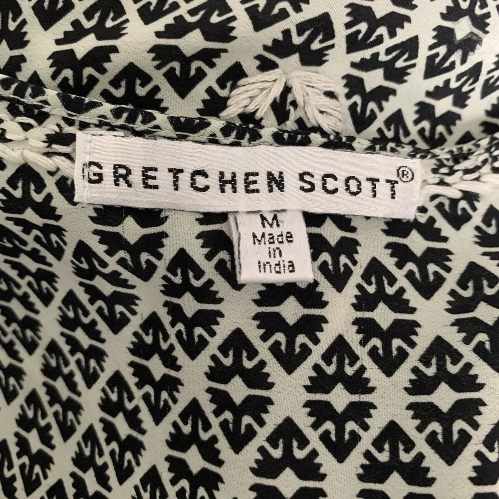 Gretchen Scott Womens Size Medium Multicolor Printed Embroidered Silk Tunic Top - Image 4