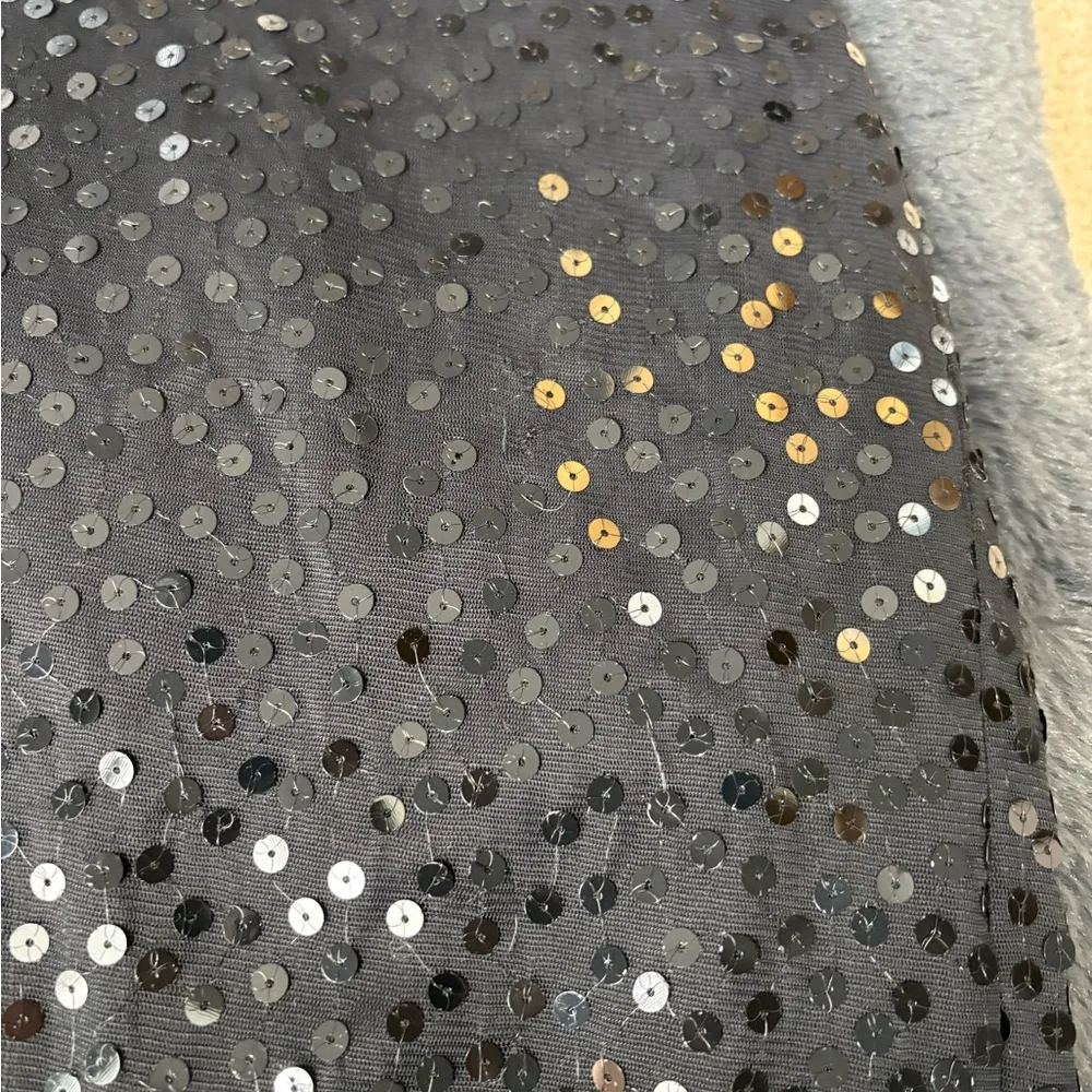 Vintage Y2K 2000s edgy cocktail boho disco sequin midi black skirt size 25 - Image 9