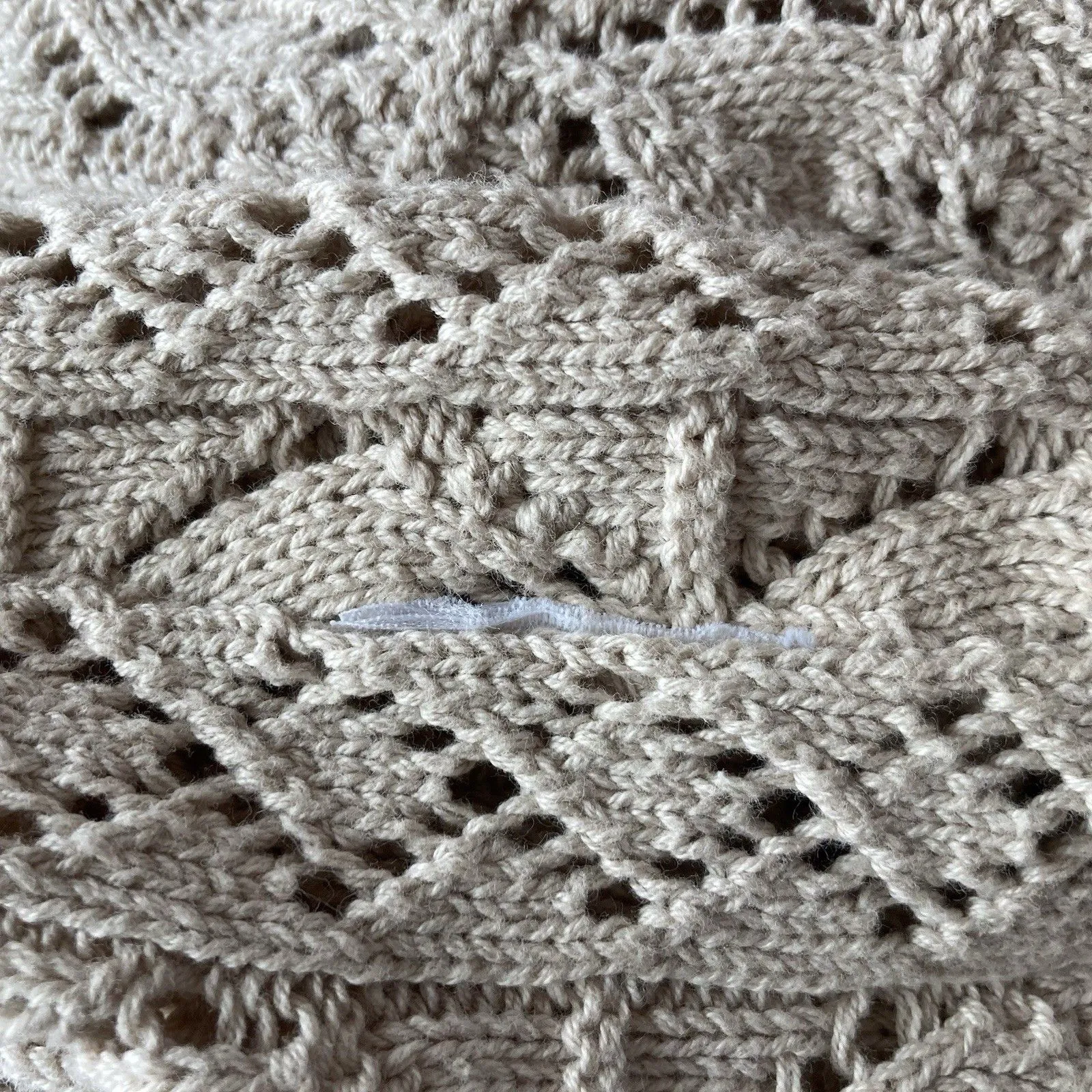 VTG Pierre Cardin Crochet Sweater Vest L Cream Beige Boho Cottagecore Neutral US - Image 8