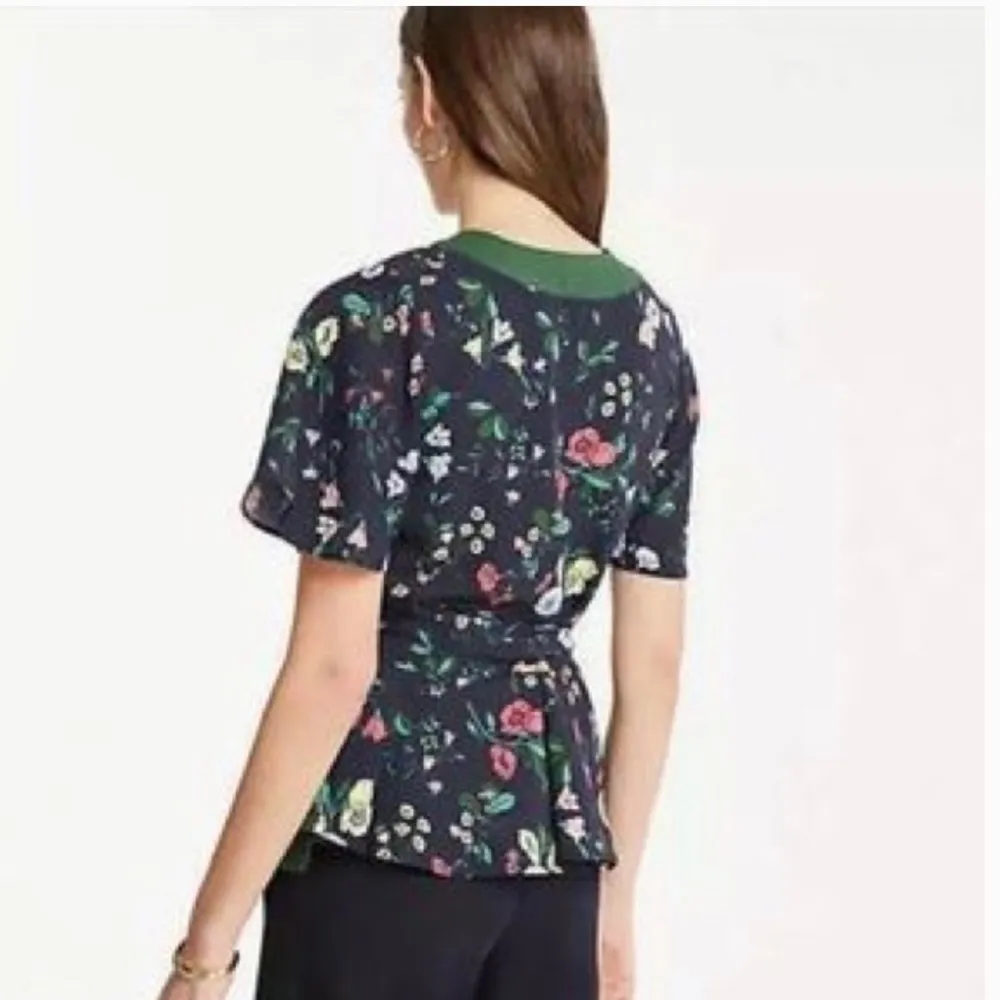 Ann Taylor Floral Flutter Sleeve Kimono Wrap Top - Image 2