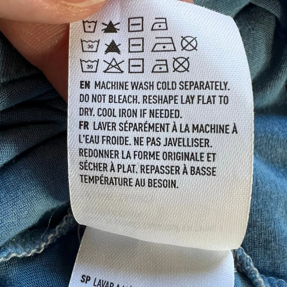 AEO Womens Soft and Sexy T Lace V Neck Bodice Hombre Blue Short Sleeve Long Med - Image 9