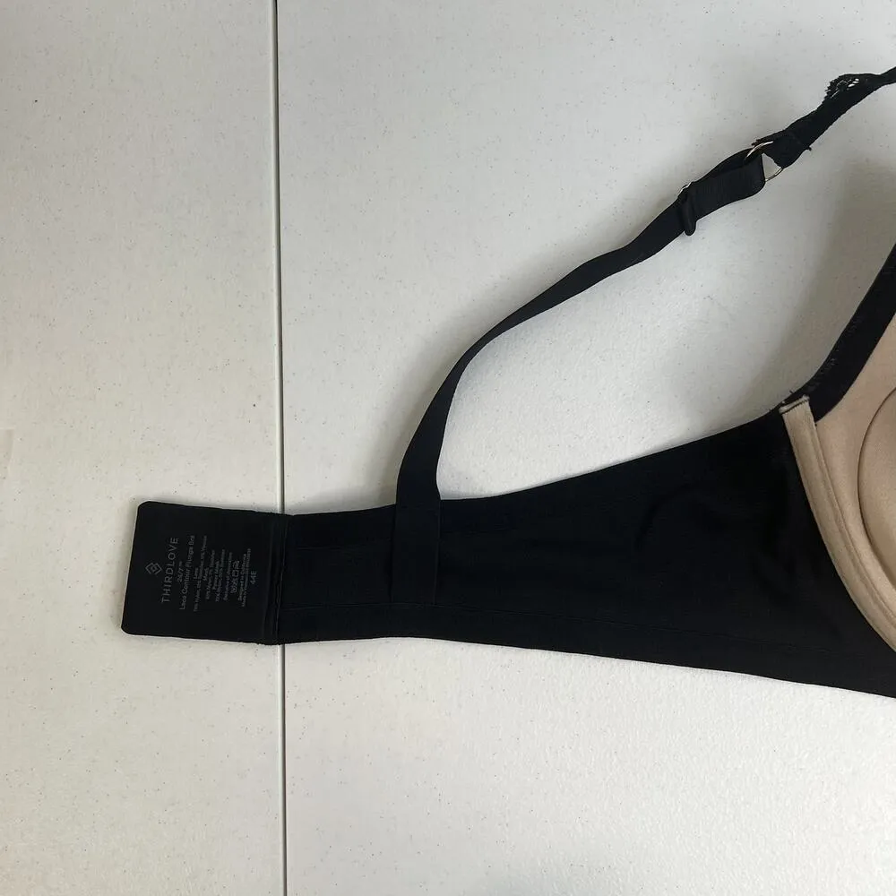 ThirdLove 44E 24/7 Lace Contour Plunge Bra Womens Black Nude Underwire Padded - Image 10